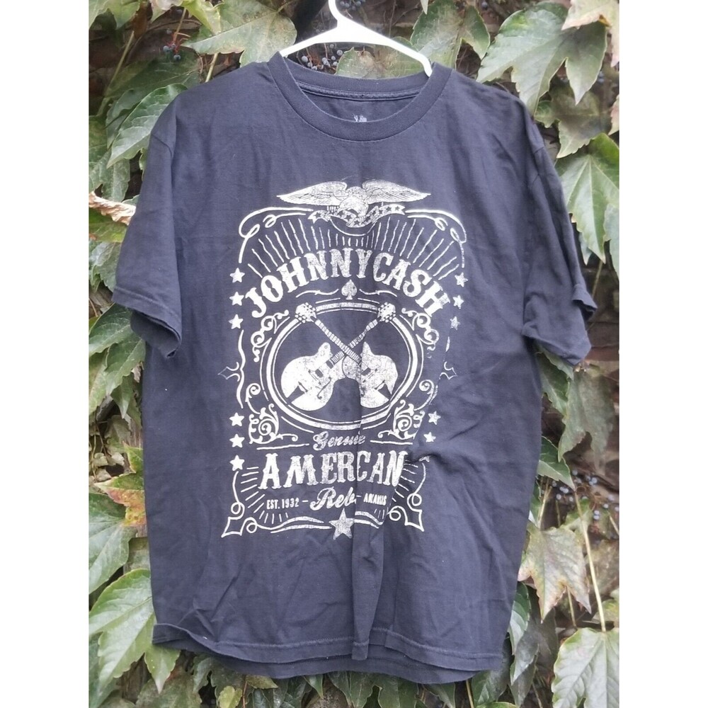 Johnny Cash Genuine American Rebel Black T-Shirt Size Large